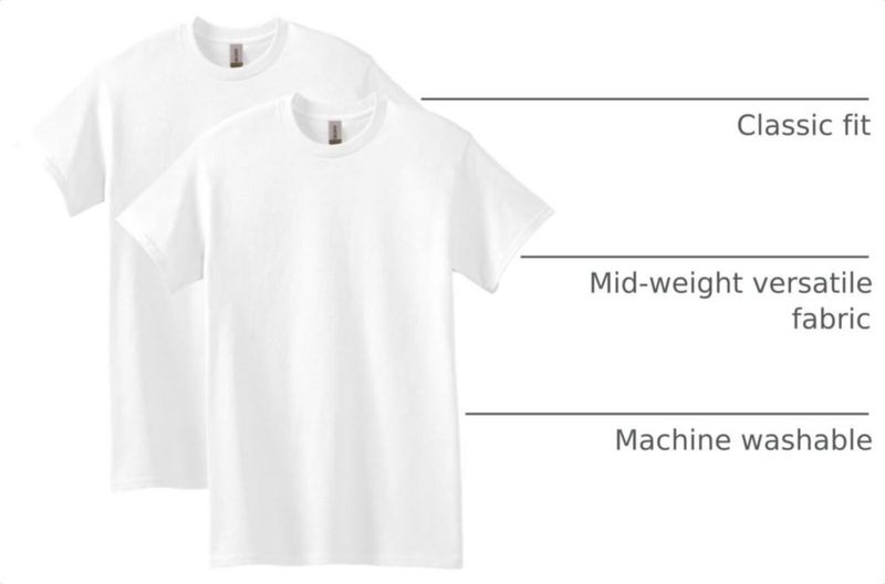 Camiseta Gildan G5000 Blanca Pack de 2 talla Large EE. UU.