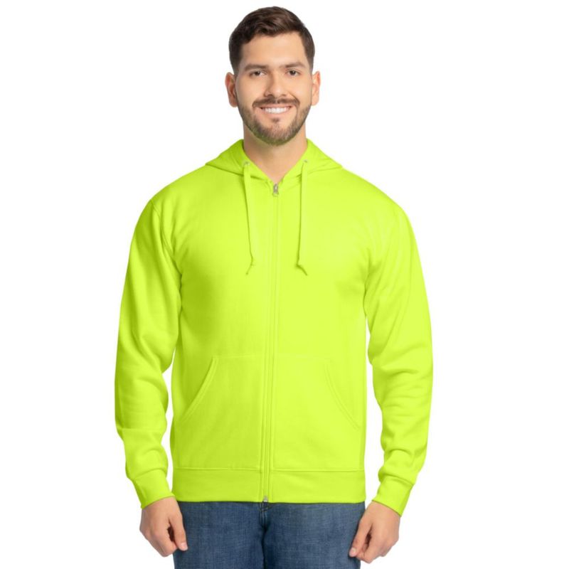 Sudadera con capucha y cremallera completa Fruit of the Loom Talla Grande Verde de Seguridad