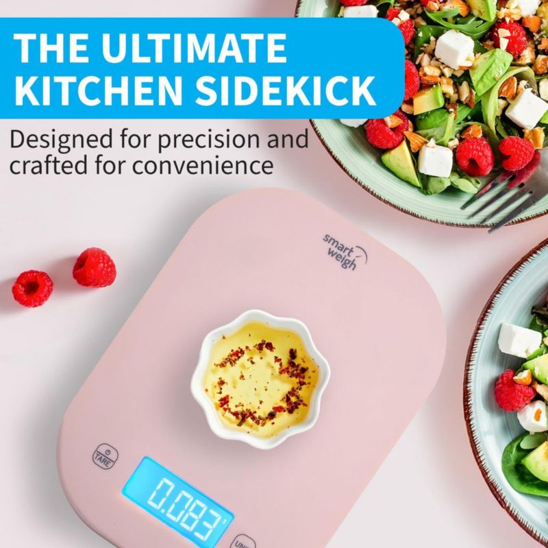 Báscula de alimentos inteligente Smart Weigh 5 kg rosa con función de tara