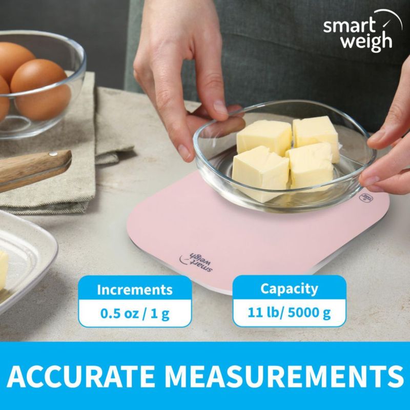 Báscula de alimentos inteligente Smart Weigh 5 kg rosa con función de tara