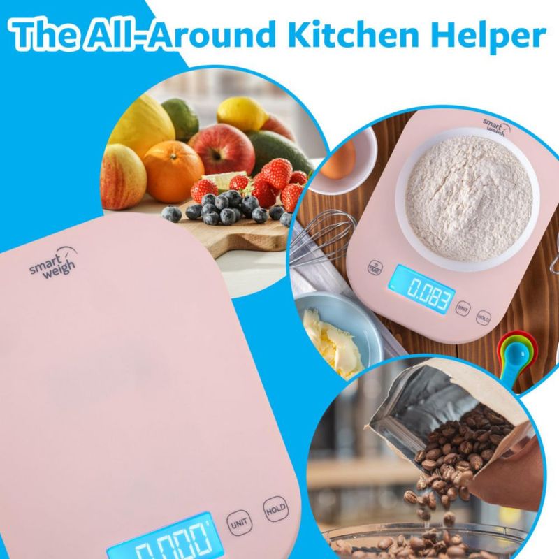Báscula de alimentos inteligente Smart Weigh 5 kg rosa con función de tara