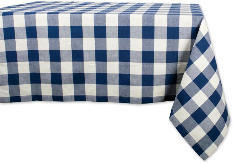 Mantel DII 152 × 213 cm a cuadros estilo búfalo azul marino y crema