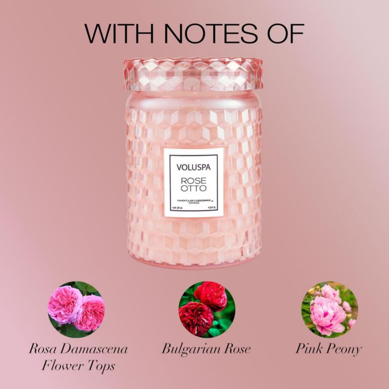 Vela Voluspa Rose Otto 510 g 100 h Cera de coco