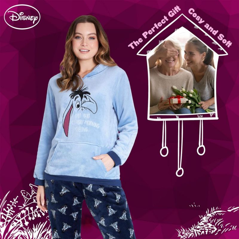 Disney Eeyore Pijama de Felpa con Capucha para Mujer - Juego de 2 Piezas