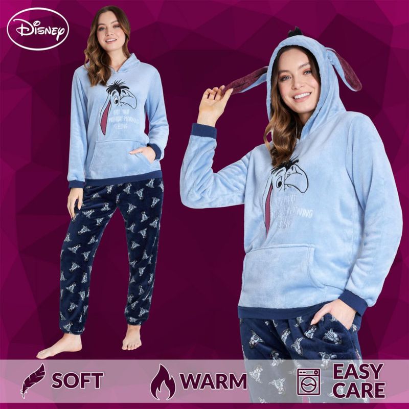Disney Eeyore Pijama de Felpa con Capucha para Mujer - Juego de 2 Piezas