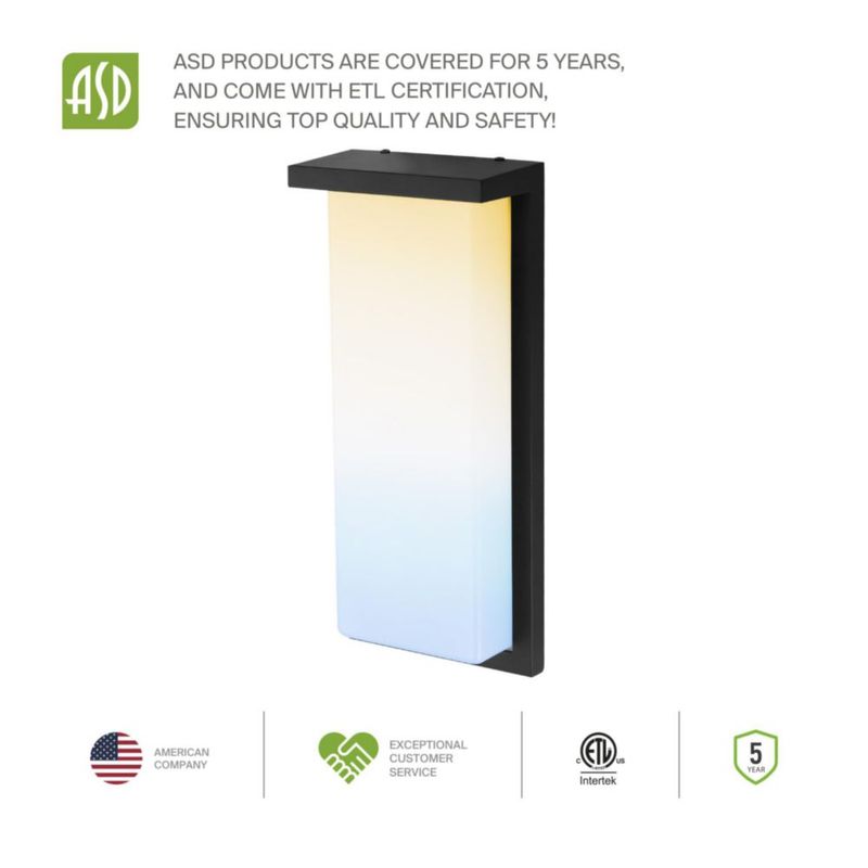 Luz de pared LED ASD negra 20 cm para exteriores 3000 K/4000 K/5000 K
