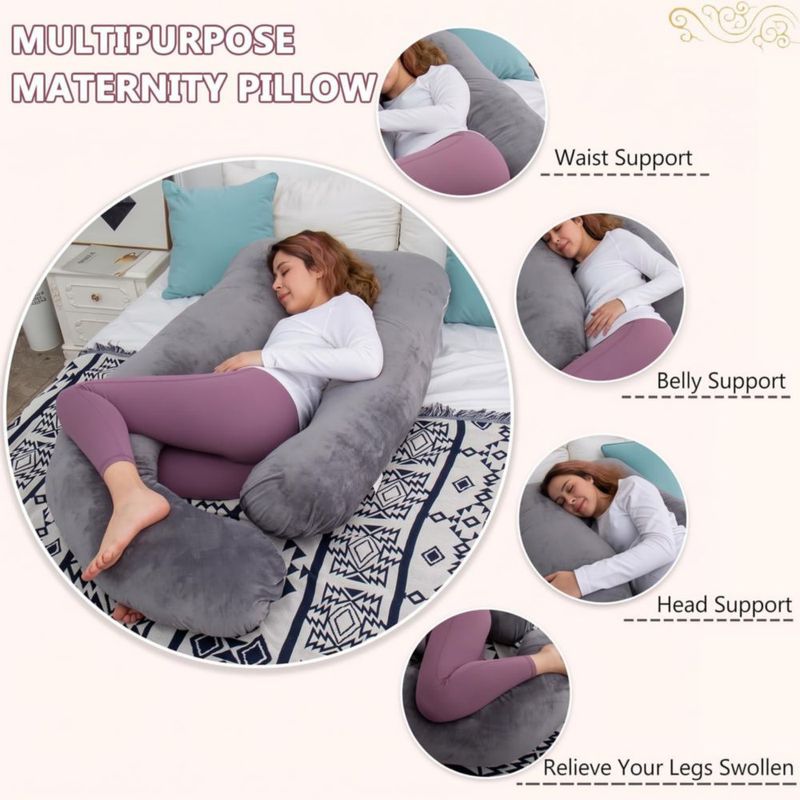 Almohada para Embarazadas AMCATON 152 cm Espuma Viscoelástica Gris