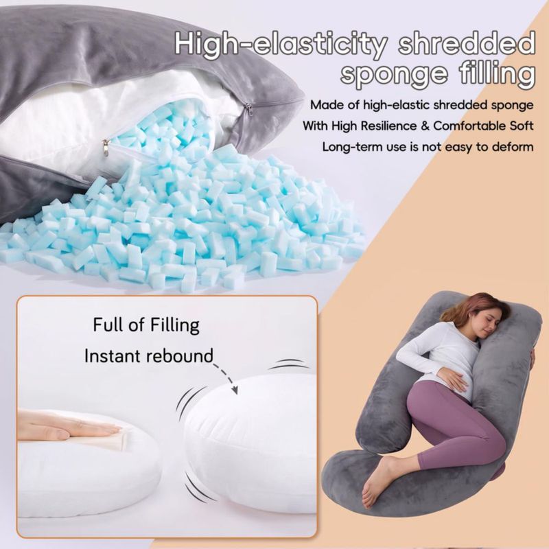 Almohada para Embarazadas AMCATON 152 cm Espuma Viscoelástica Gris