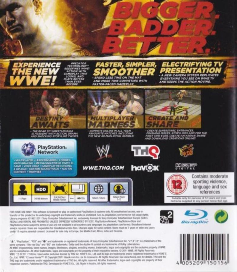 Videojuego THQ WWE '12