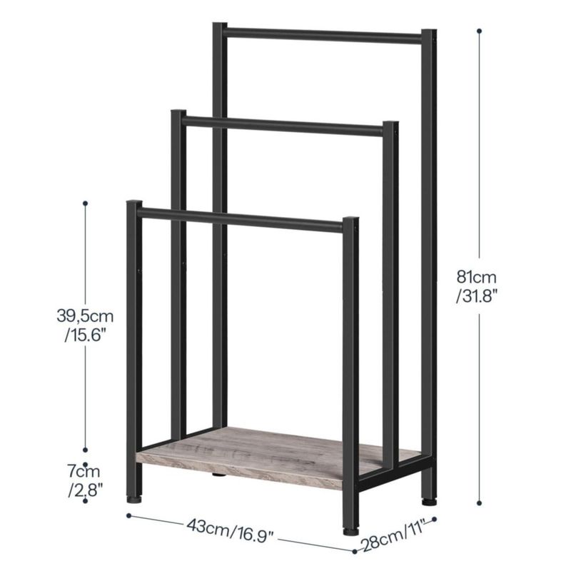 Toallero HOOBRO 43 cm x 28 cm x 81 cm Greige y Negro