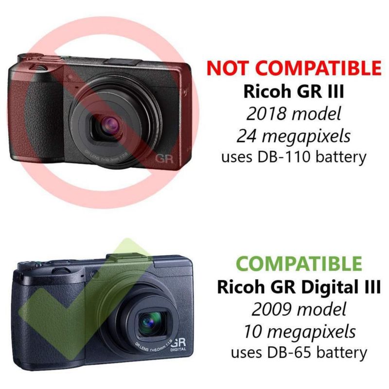 Paquete de 2 baterías y cargadores para Ricoh DB-65 Wasabi Power