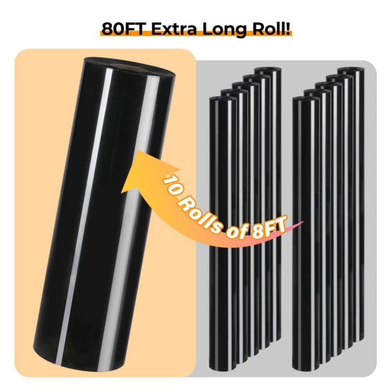 Vinilo HTV HTVRONT 30 cm x 24 m Negro para Transferencia Térmica