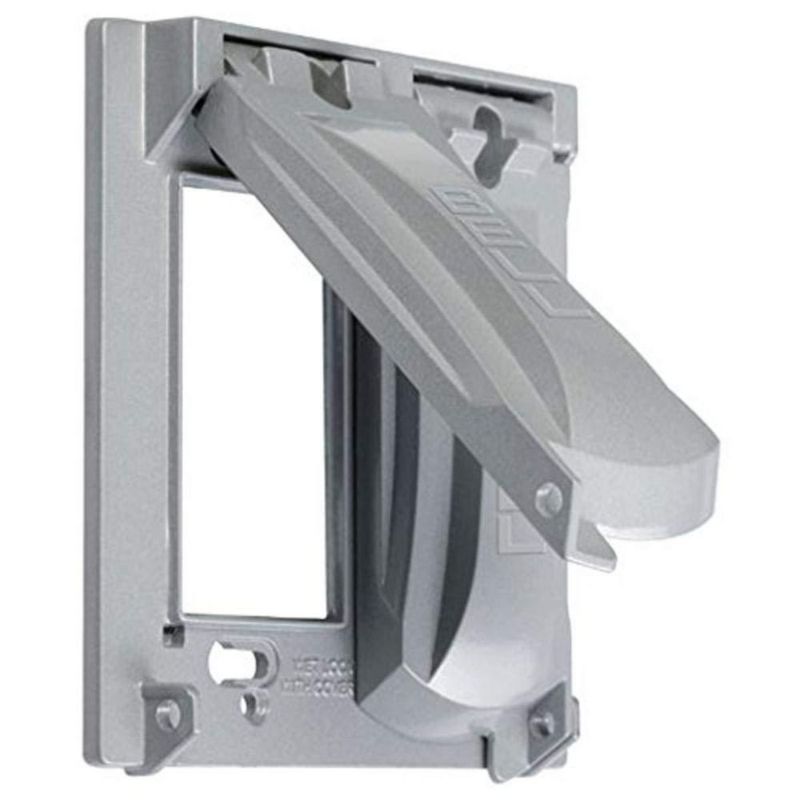 Cubierta para receptáculo BELL de 2 gang (2 vías) y 2 dispositivos gris resistente a la intemperie