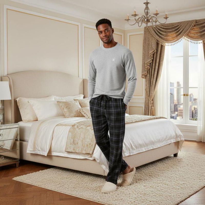 Pijama para hombre Beverly Hills Polo Club XL gris/negro