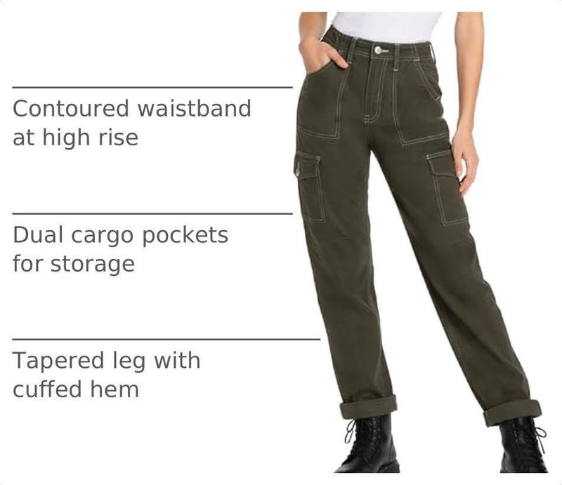 Pantalón Cargo Ajustado para Mujer Dickies con Puño y Talle Alto
