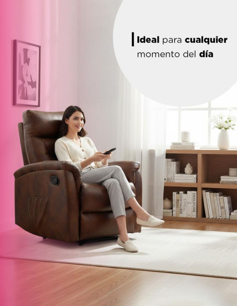 SILLÓN REPOSET LUBECK CAFÉ RECLINABLE CON PALANCA MECÁNICA Y BOLSILLO LATERAL