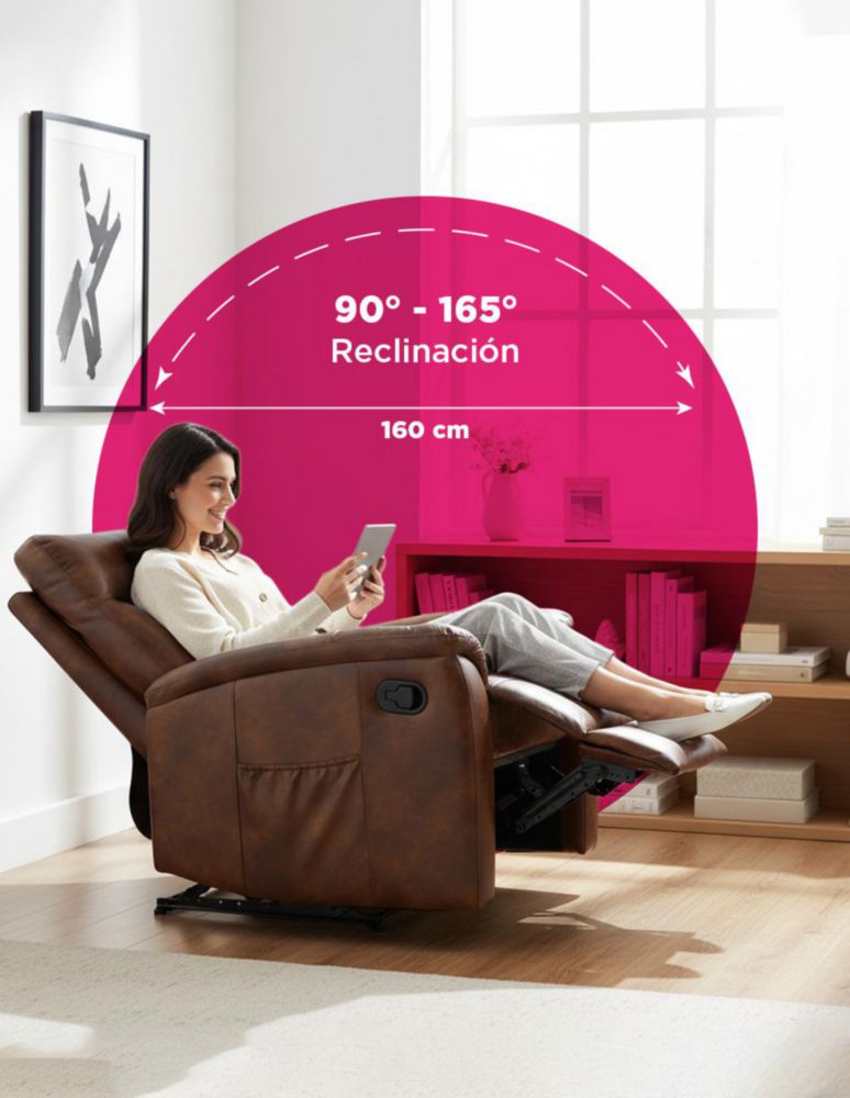 SILLÓN REPOSET LUBECK CAFÉ RECLINABLE CON PALANCA MECÁNICA Y BOLSILLO LATERAL