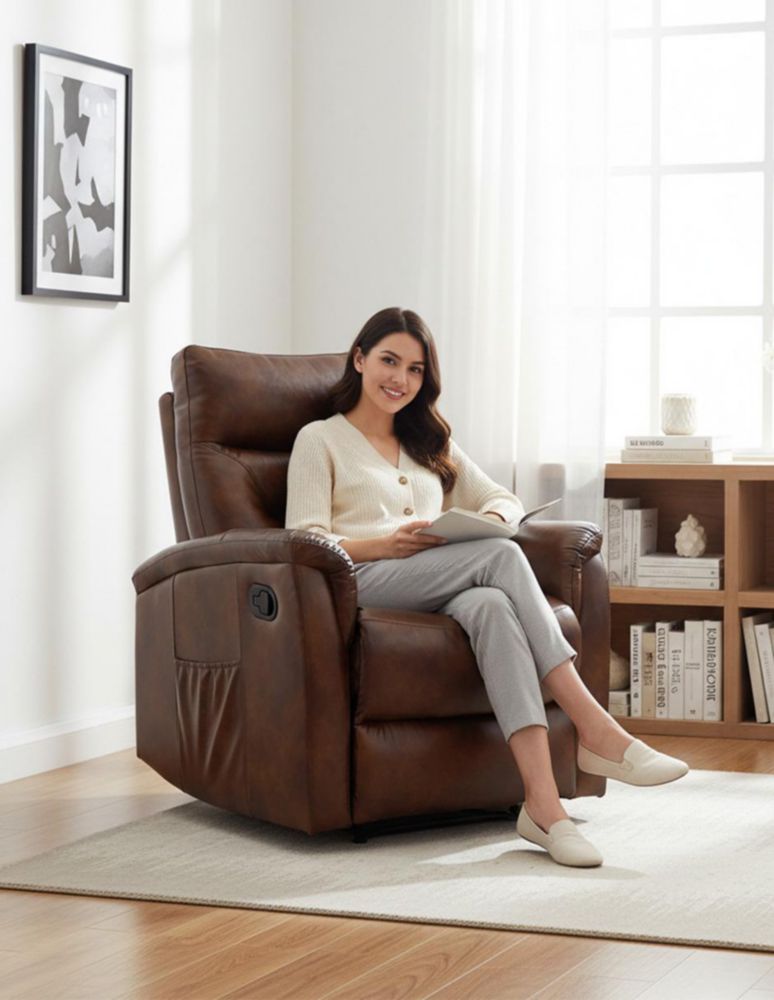SILLÓN REPOSET LUBECK CAFÉ RECLINABLE CON PALANCA MECÁNICA Y BOLSILLO LATERAL