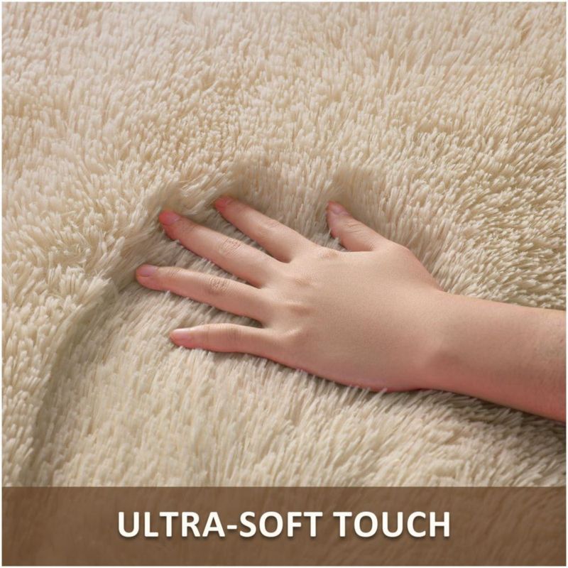 Alfombra Ophanie 203x254 cm Beige Suave y Gruesa de Pelo Largo