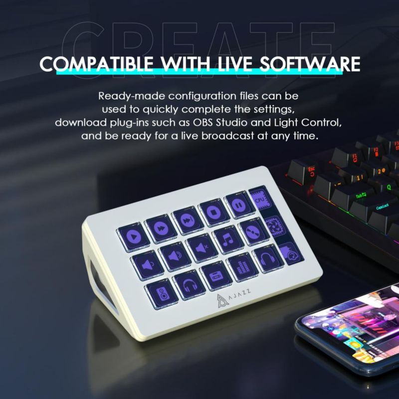 Controlador de Streaming MANBASNAKE AKP153 de 15 teclas blanco