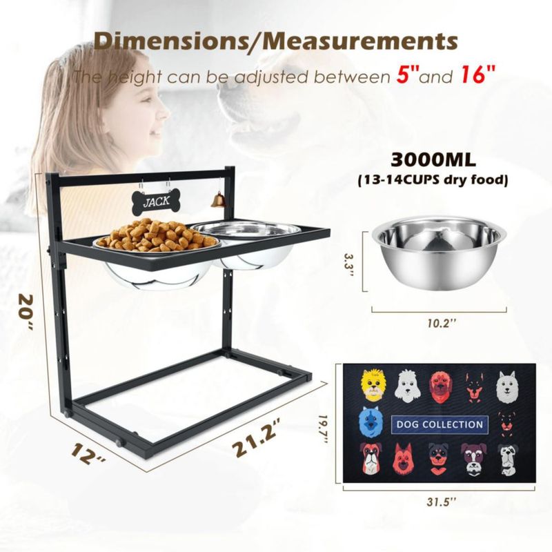 Tazones para perros TIDANT XL ajustables juego de 2 tazones de 13 tazas