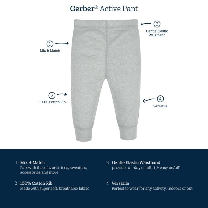 PANTALONES Gerber para bebé varón 6-9 meses pack de 4 gris/negro