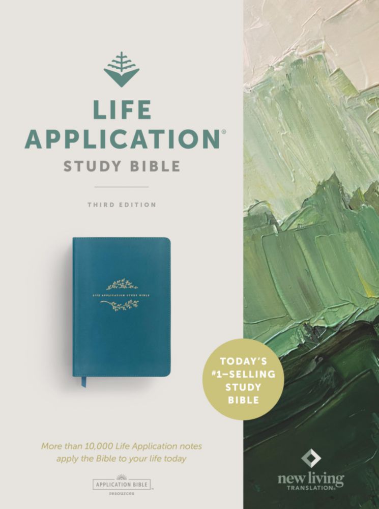 Biblia de Estudio Tyndale House Azul Teal con Letras Rojas
