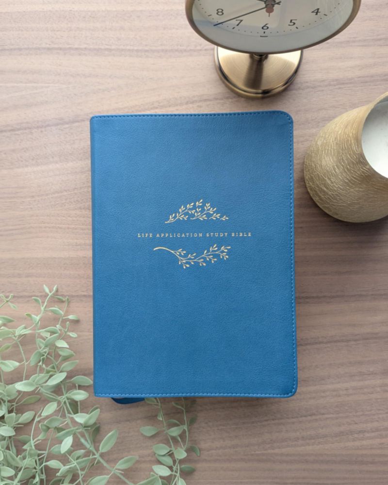 Biblia de Estudio Tyndale House Azul Teal con Letras Rojas