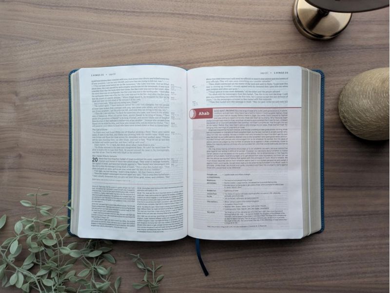 Biblia de Estudio Tyndale House Azul Teal con Letras Rojas