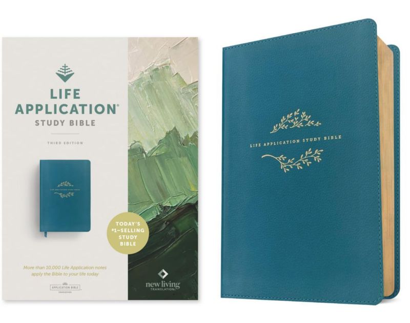 Biblia de Estudio Tyndale House Azul Teal con Letras Rojas