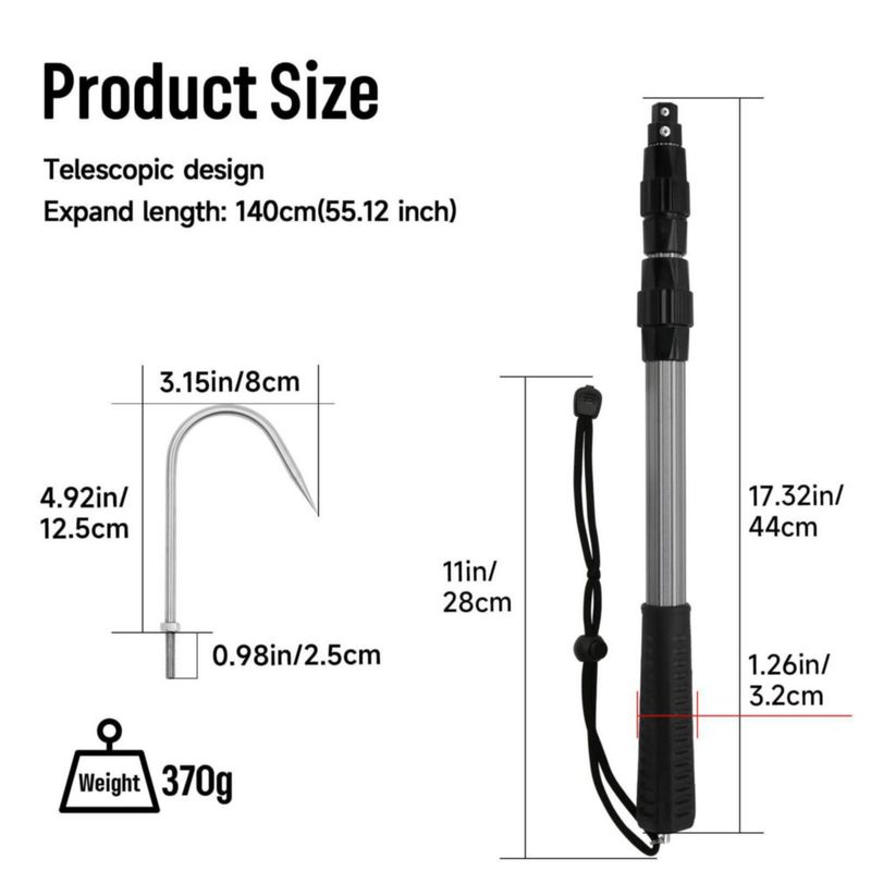 Gancho de pesca SANLIKE 150 cm telescópico de acero inoxidable