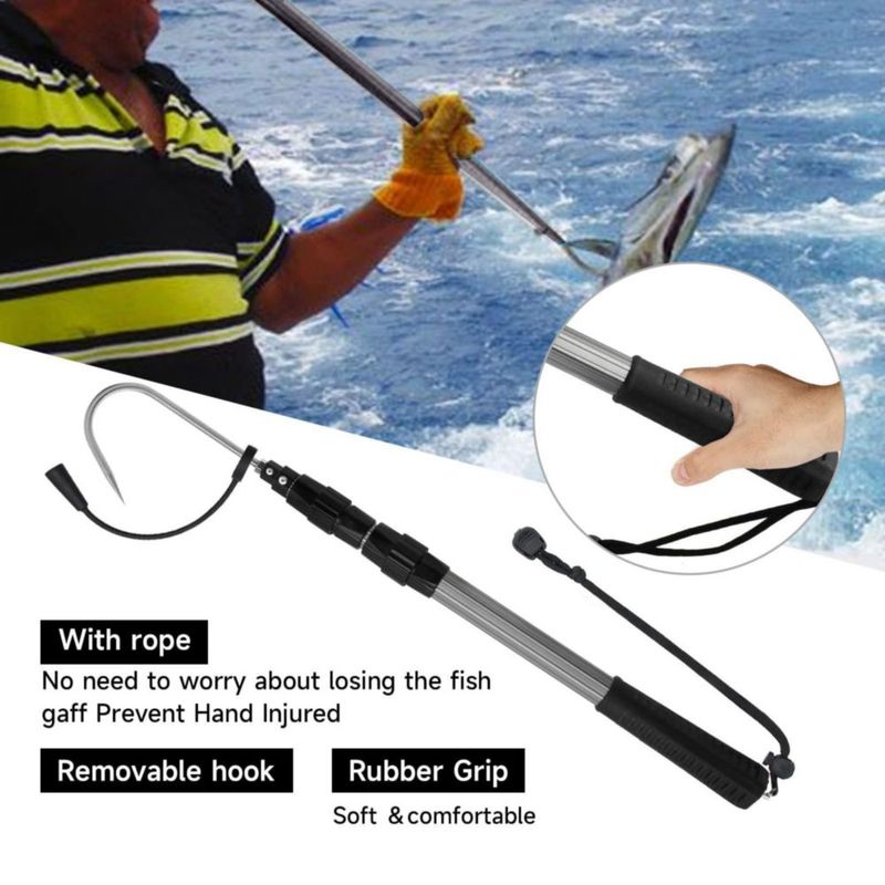 Gancho de pesca SANLIKE 150 cm telescópico de acero inoxidable