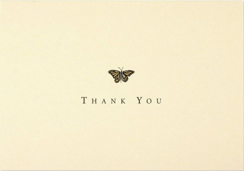 Tarjetas de agradecimiento PETER PAUPER PRESS 13 x 9 cm Mariposa dorada