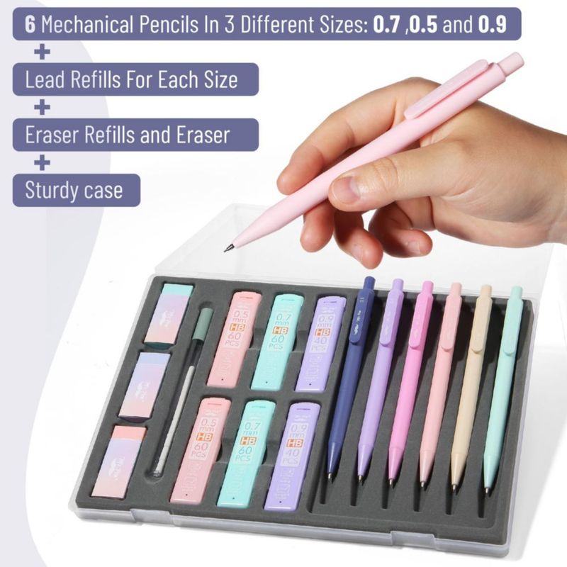 Set de 6 portaminas Mr. Pen en colores pastel