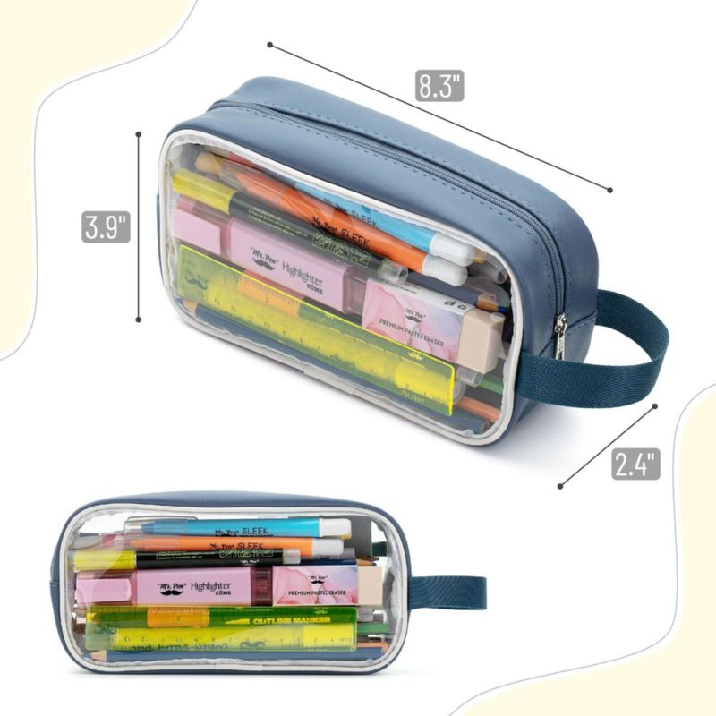 Estuche para lápices Mr. Pen de gran capacidad transparente y azul marino