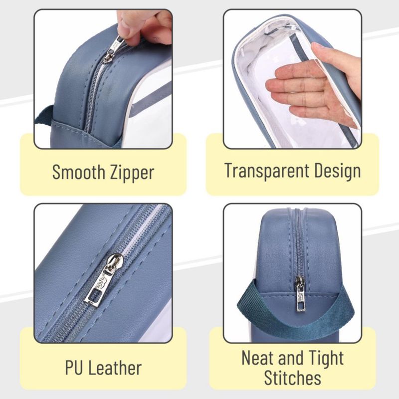 Estuche para lápices Mr. Pen de gran capacidad transparente y azul marino