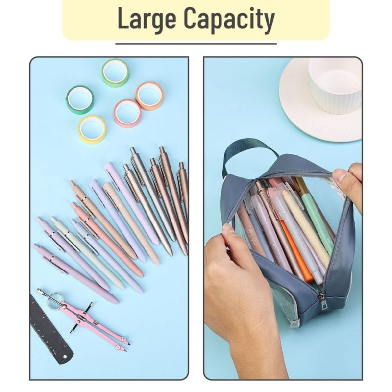 Estuche para lápices Mr. Pen de gran capacidad transparente y azul marino