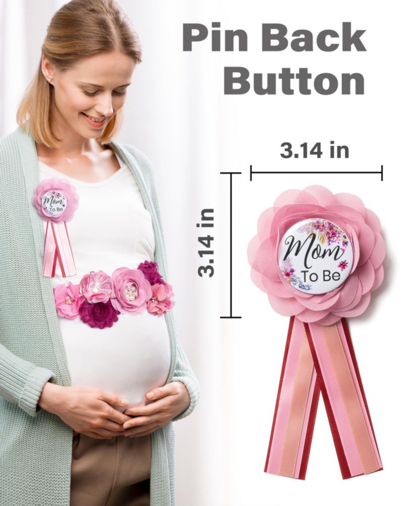 Set de Banda para Baby Shower Noah Baby Rosa con Corsage Floral