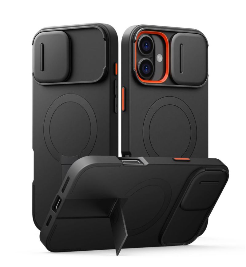 Funda SURITCH para iPhone 16 Plus con cámara magnética deslizante negra