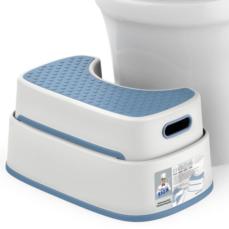 Banquito para inodoro MR.SIGA resistente antideslizante blanco y azul