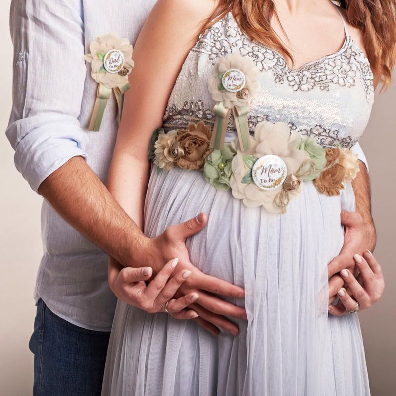 Set de banda para baby shower Noah Baby para futura mamá con corsage