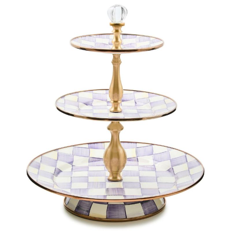 Bandeja MACKENZIE-CHILDS de 3 niveles Violeta a Cuadros