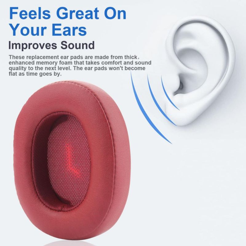 Almohadillas para auriculares Miruchertter E55BT rojas de espuma viscoelástica