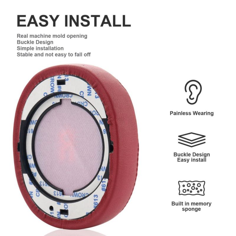 Almohadillas para auriculares Miruchertter E55BT rojas de espuma viscoelástica