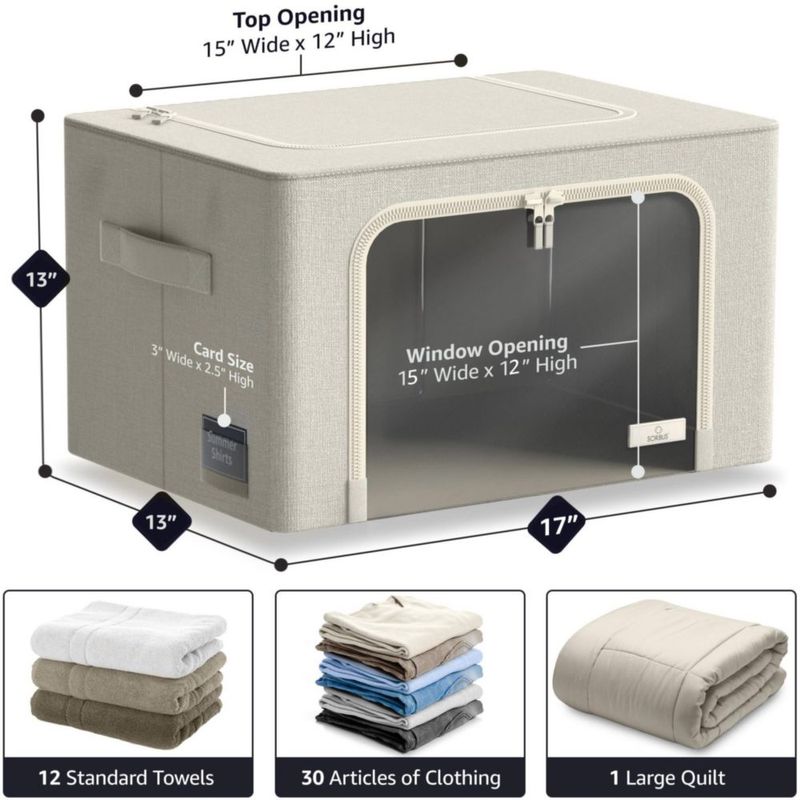 Juego de 6 cajas de almacenamiento Sorbus color beige 43x33x33 cm