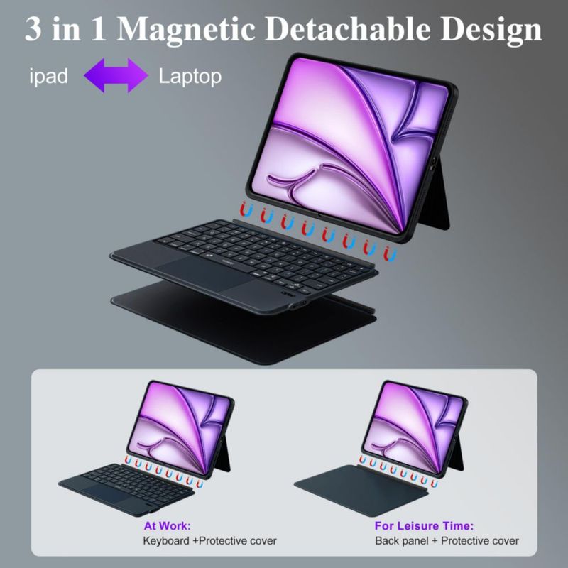 Funda con Teclado WIWU para iPad Air 13" M4/M3/M2 con Trackpad Retroiluminado