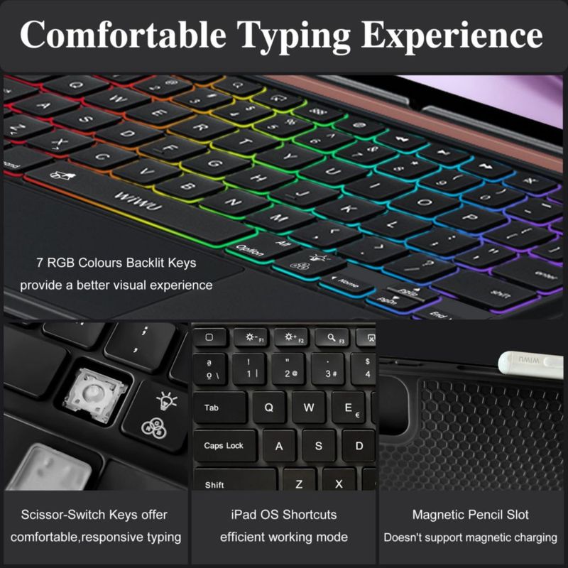 Funda con Teclado WIWU para iPad Air 13" M4/M3/M2 con Trackpad Retroiluminado