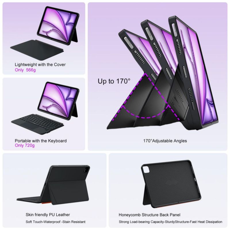 Funda con Teclado WIWU para iPad Air 13" M4/M3/M2 con Trackpad Retroiluminado