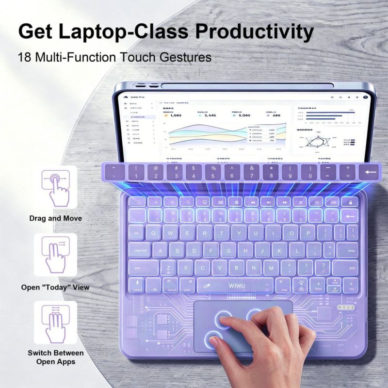Funda con Teclado WIWU Air 11" 2026/2025/2024 Morado