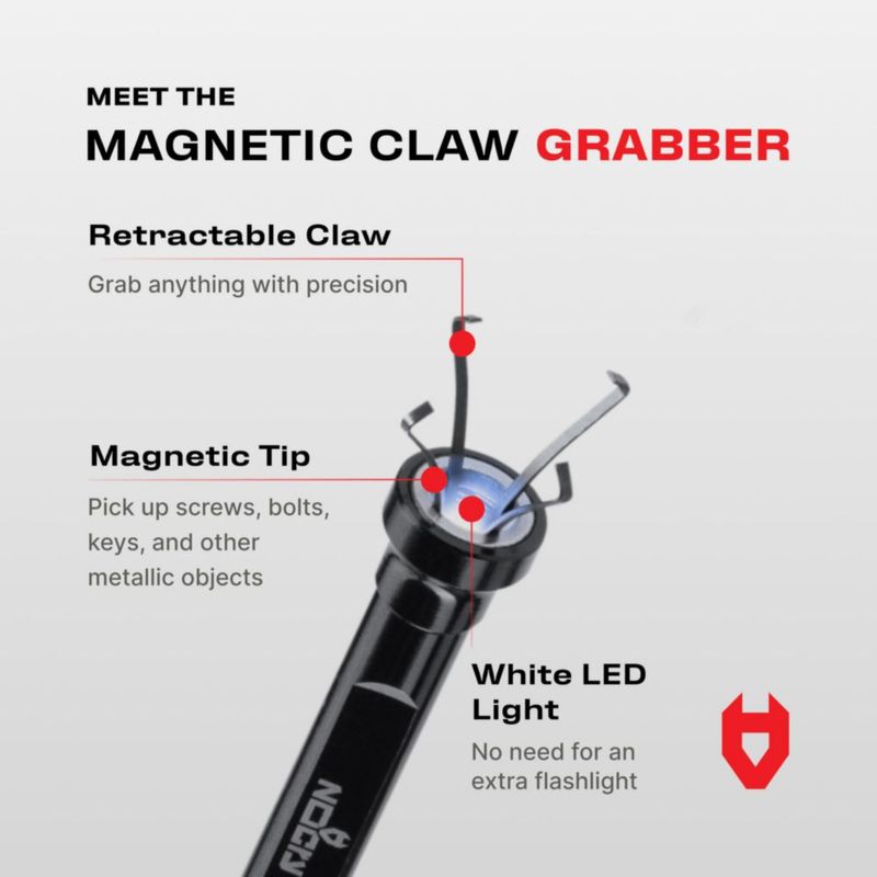 Herramienta de recogida NoCry 70 cm flexible con garra LED y imán de 23 kg